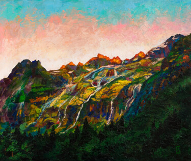 Pintura intitulada "The mountains, oil…" por Ekaterina Kosyak, Obras de arte originais, Óleo