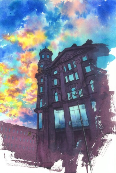 绘画 标题为“Magic sky of St. Pe…” 由Ekaterina Kosyak, 原创艺术品, 水彩
