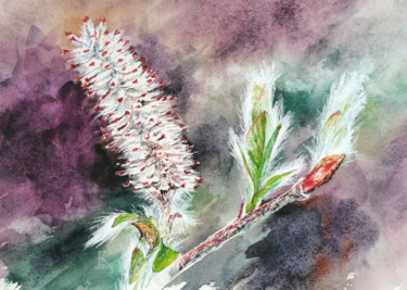 Pintura intitulada "JAPANESE WILLOW   w…" por Ekaterina Kosyak, Obras de arte originais, Aquarela