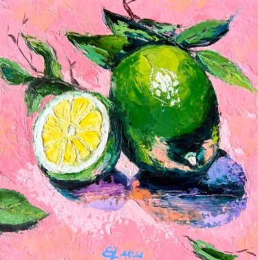 Painting titled "Juicy lemons" by Ekaterina Larina, Original Artwork, Oil