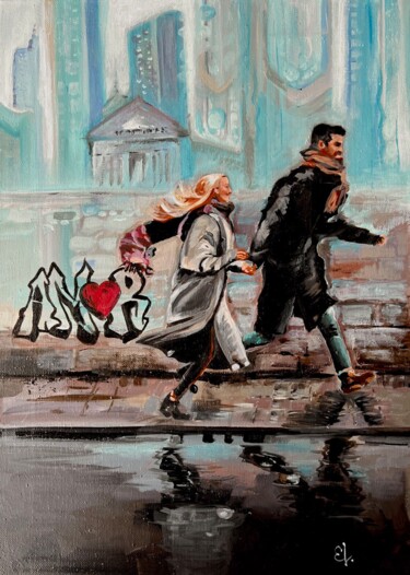 Pittura intitolato "Amor - acrylic art…" da Ekaterina Larina, Opera d'arte originale, Acrilico Montato su Telaio per barella…
