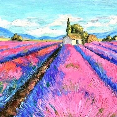 Painting titled "Lavender of Provenc…" by Ekaterina Larina, Original Artwork, Oil