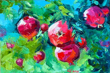 Schilderij getiteld "Pomegranates - oil…" door Ekaterina Larina, Origineel Kunstwerk, Olie