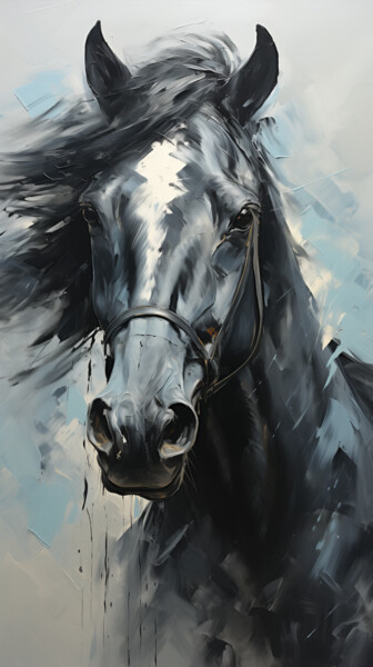 Digital Arts titled "Wild horse - digita…" by Ekaterina Larina, Original Artwork, Digital Painting