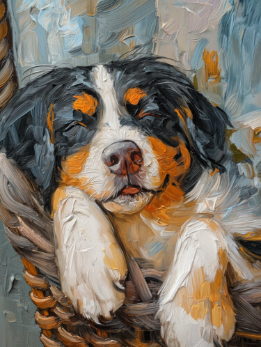 Digital Arts titled "Cute puppy" by Ekaterina Larina, Original Artwork, Digital Painting