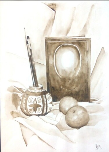 Painting titled "Гризайль" by Ekaterina Lukianova, Original Artwork, Watercolor