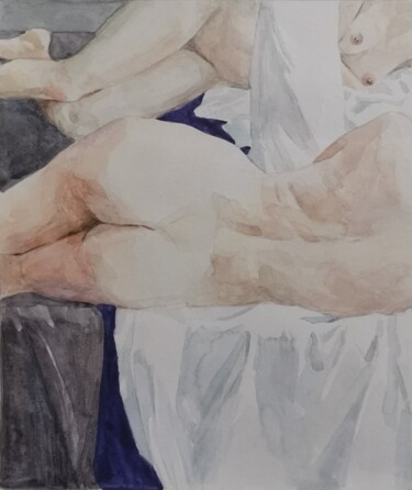 Dibujo titulada "Nude" por Ekaterina Lysak, Obra de arte original, Acuarela