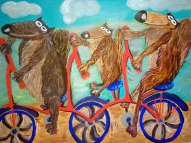 Картина под названием "Семейное путешествие" - Екатерина Мосина, Подлинное произведение искусства, Акрил