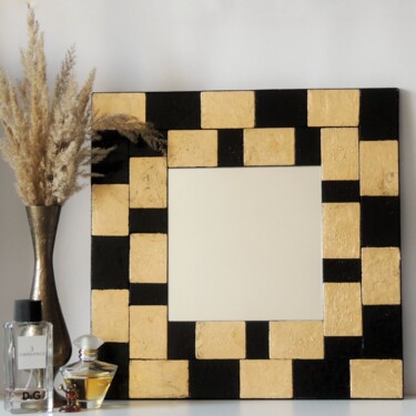 Design intitulada "Golden mirror" por Ekaterina Nesterova, Obras de arte originais, Acrílico