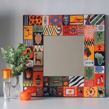 Design intitulée "African mirror" par Екатерина Нестерова, Œuvre d'art originale, Acrylique