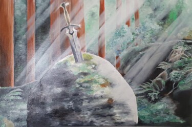 Painting titled "dormant power" by Ekaterina Nichubai (Shpekht), Original Artwork, Oil Mounted on Wood Stretcher frame