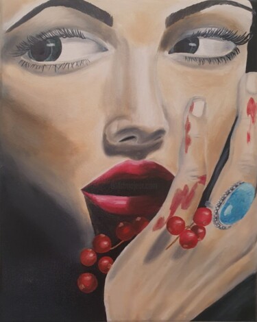 Painting titled "red passion" by Ekaterina Nichubai (Shpekht), Original Artwork, Oil Mounted on Wood Stretcher frame