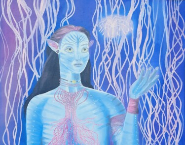 Peinture intitulée "bb - blue beauty" par Ekaterina Nichubai (Shpekht), Œuvre d'art originale, Huile