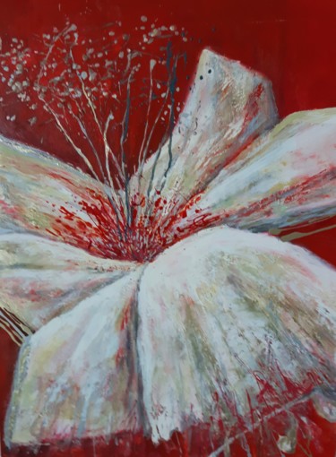 Schilderij getiteld "white flower" door Ekaterina Art, Origineel Kunstwerk
