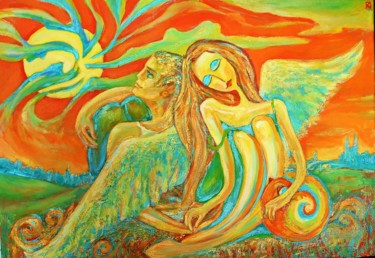 Schilderij getiteld "lovers" door Ekaterina Art, Origineel Kunstwerk, Acryl