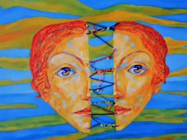 Schilderij getiteld "twins" door Ekaterina Art, Origineel Kunstwerk, Olie