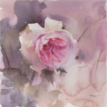 Картина под названием "Rose" - Ekaterina Pytina, Подлинное произведение искусства, Акварель