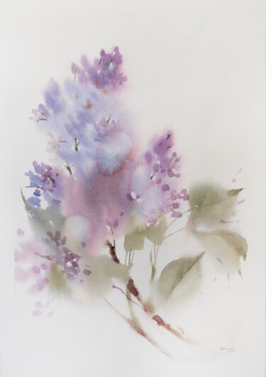 Painting titled "Lilac" by Ekaterina Pytina, Original Artwork, Watercolor