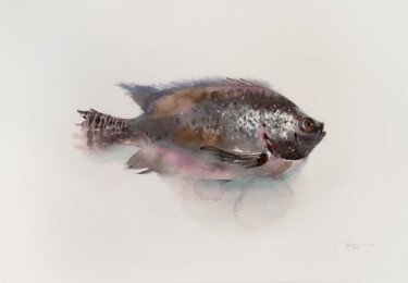 Schilderij getiteld "Fish" door Ekaterina Pytina, Origineel Kunstwerk, Aquarel