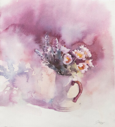 Painting titled "Bouquet" by Ekaterina Pytina, Original Artwork, Watercolor