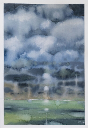 Malerei mit dem Titel "Stormy sky" von Ekaterina Pytina, Original-Kunstwerk, Aquarell