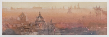 Malerei mit dem Titel "Sunset in Rome" von Ekaterina Pytina, Original-Kunstwerk, Aquarell
