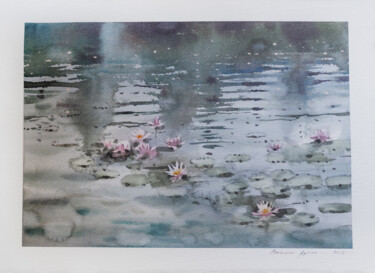 Painting titled "Water Lilies" by Ekaterina Pytina, Original Artwork, Watercolor