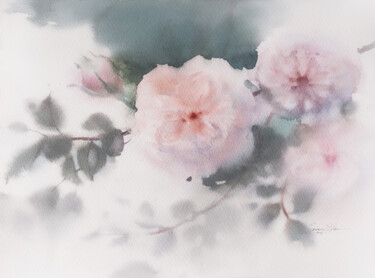 Pittura intitolato "Garden Roses" da Ekaterina Pytina, Opera d'arte originale, Acquarello