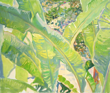 Peinture intitulée "Banana leaves" par Ekaterina Romanova, Œuvre d'art originale, Huile