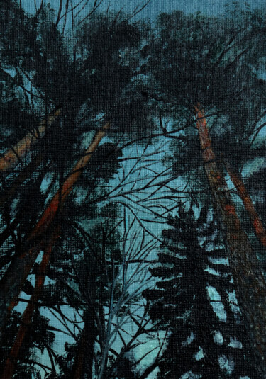 Malerei mit dem Titel "Pine forest" von Ekaterina Sergeenko, Original-Kunstwerk, Acryl