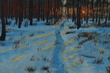 Painting titled "Fiery sunset" by Ekaterina Sergeenko, Original Artwork, Acrylic