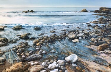 Peinture intitulée "Blue beach" par Ekaterina Shenayeva, Œuvre d'art originale, Acrylique