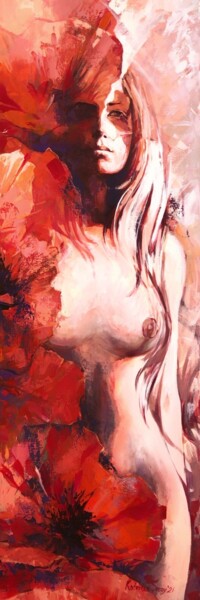Картина под названием "Red poppies" - Ekaterina Shenayeva, Подлинное произведение искусства, Акрил