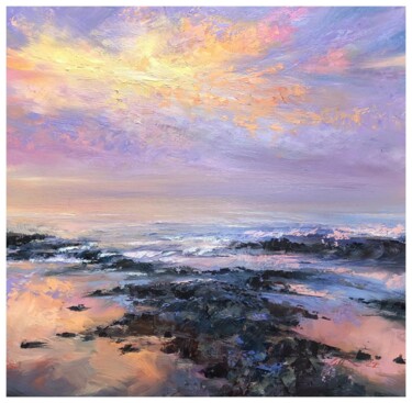 Painting titled "lilac sunset" by Ekaterina Shenayeva, Original Artwork, Oil
