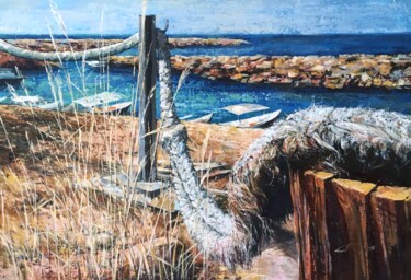 Peinture intitulée "Fishing pier" par Ekaterina Shenayeva, Œuvre d'art originale, Acrylique