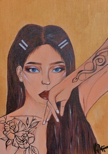 Peinture intitulée "tattooart" par Ekaterina Shibakova, Œuvre d'art originale, Acrylique