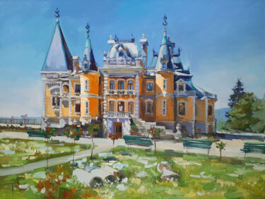 Painting titled "The place where the…" by Ekaterina Solod, Original Artwork, Oil Mounted on Wood Stretcher frame