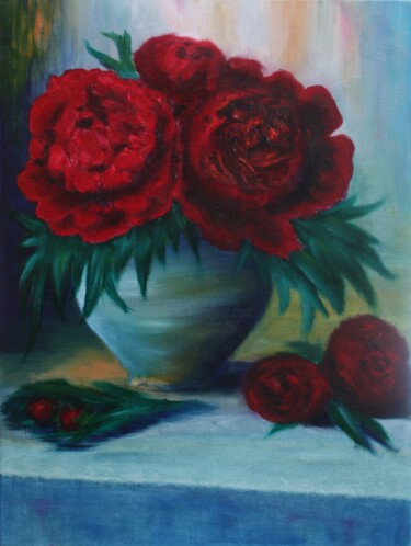 Malarstwo zatytułowany „Картина цветы пионы” autorstwa Ekaterina Suvorova, Oryginalna praca, Akryl