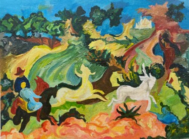 Painting titled "Village" by Ekaterina Timofeeva, Original Artwork, Acrylic