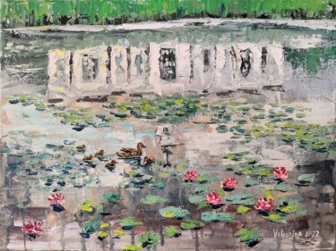 Ζωγραφική με τίτλο "The Pond at the the…" από Ekaterina Voloshina, Αυθεντικά έργα τέχνης, Λάδι