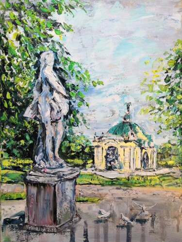 Malerei mit dem Titel "Sunny day, Landscap…" von Ekaterina Volosina, Original-Kunstwerk, Öl