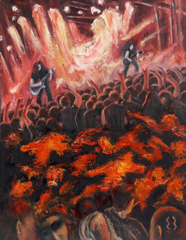 Painting titled "MOSH" by Ekaterina Zakharova, Original Artwork, Oil Mounted on Cardboard