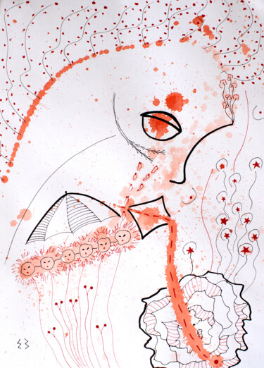 Drawing titled "FLOWERS_2" by Ekaterina Zakharova, Original Artwork, Marker