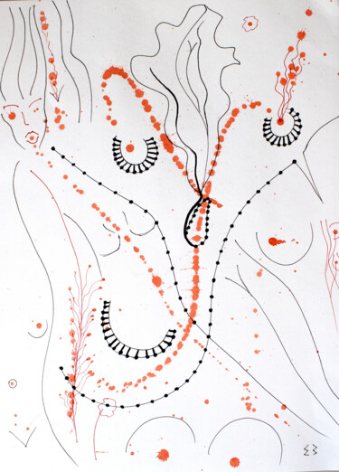 Tekening getiteld "FLOWERS_3" door Ekaterina Zakharova, Origineel Kunstwerk, Marker