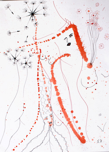 Dessin intitulée "FLOWERS_4" par Ekaterina Zakharova, Œuvre d'art originale, Marqueur