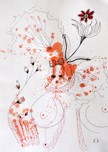 Dessin intitulée "FLOWERS_5" par Ekaterina Zakharova, Œuvre d'art originale, Marqueur