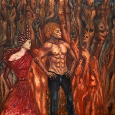 Картина под названием "SHADOW OF NARCISSUS" - Екатерина Захарова, Подлинное произведение искусства, Масло Установлен на Дере…