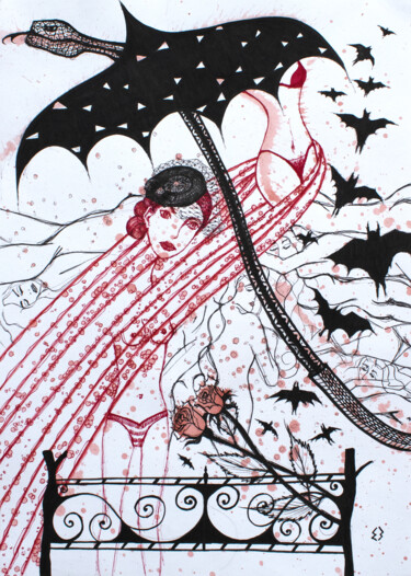 Disegno intitolato "HARD STORIES_5" da Ekaterina Zakharova, Opera d'arte originale, Pennarello
