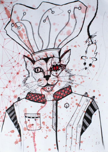 Dibujo titulada "Cats_1" por Ekaterina Zakharova, Obra de arte original, Rotulador