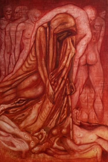 Painting titled "RESTLESSNESS" by Ekaterina Zakharova, Original Artwork, Oil Mounted on Wood Stretcher frame